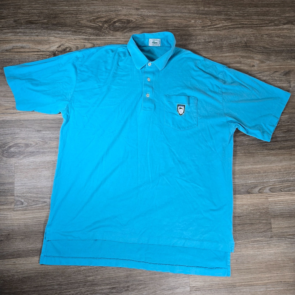 Vintage IZOD Lacoste Polo Shirt Mens XL Teal Golf Clubs Crest Alligator Preppy